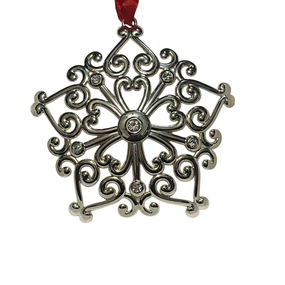 Lenox Sparkle and Scroll Snowflake Ornament Silver Plated